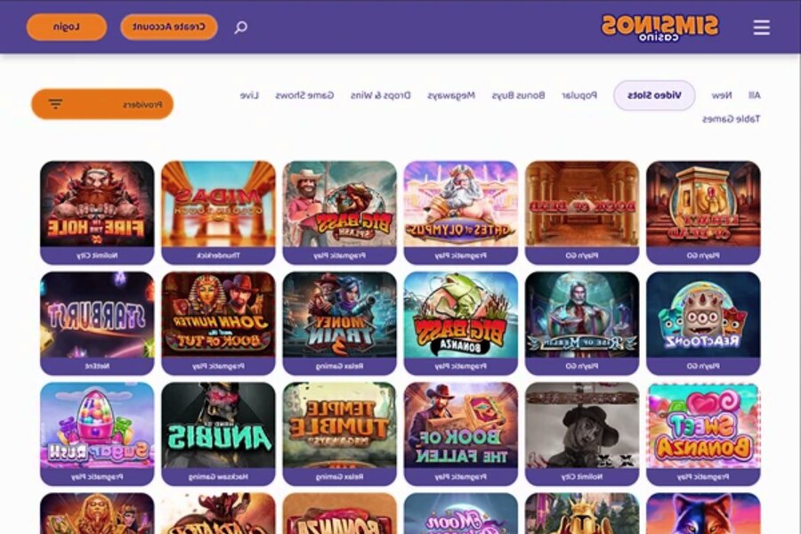 Simsinos Casino : Page d'inscription utilisateur